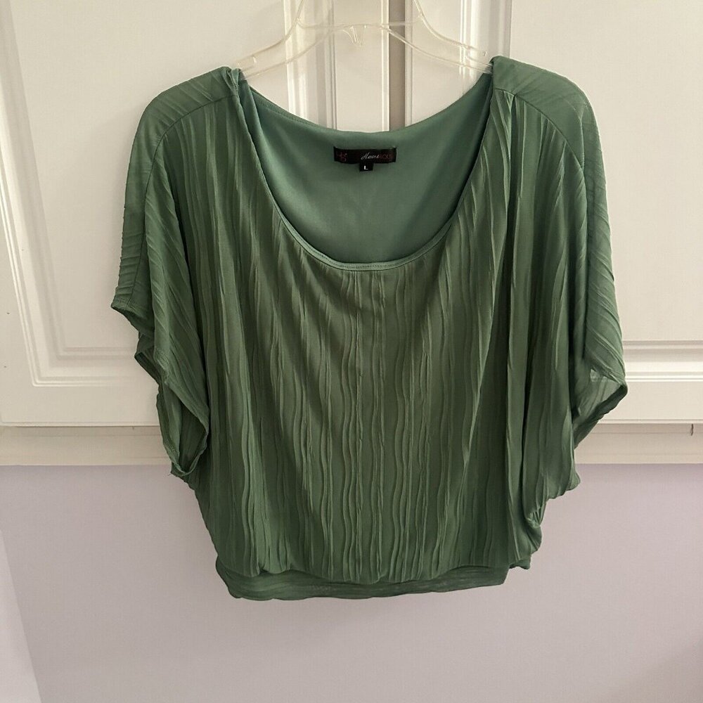 Heart Soul Women Olive Green Dolman Sleeve Textured Top Size L‎